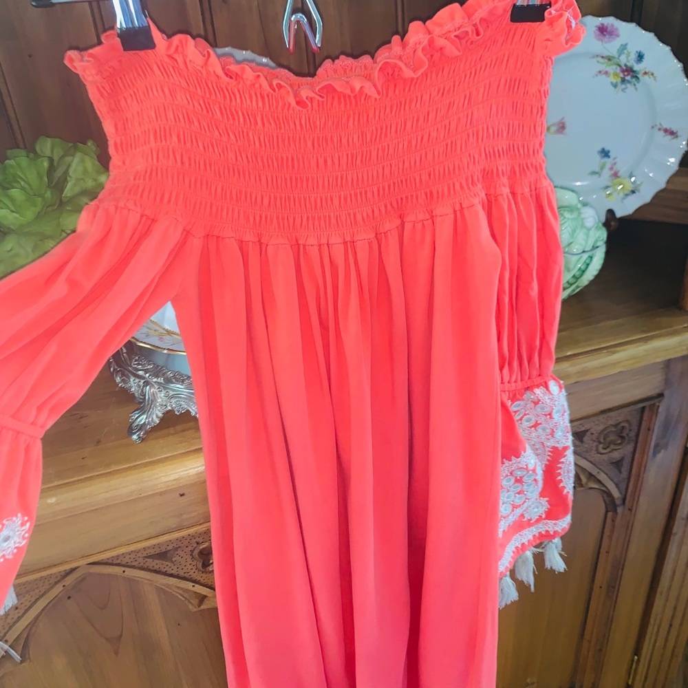 VaVa by Joy Han coral off the shoulder dress